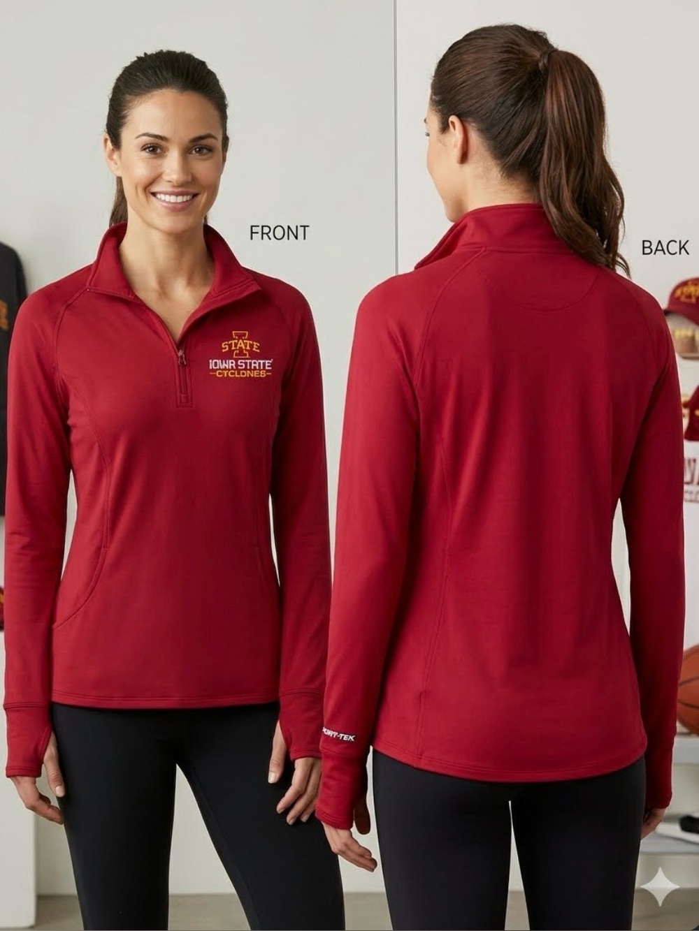 Women’s Sport-Tek Red Iowa State Quarter-Zip Pullover